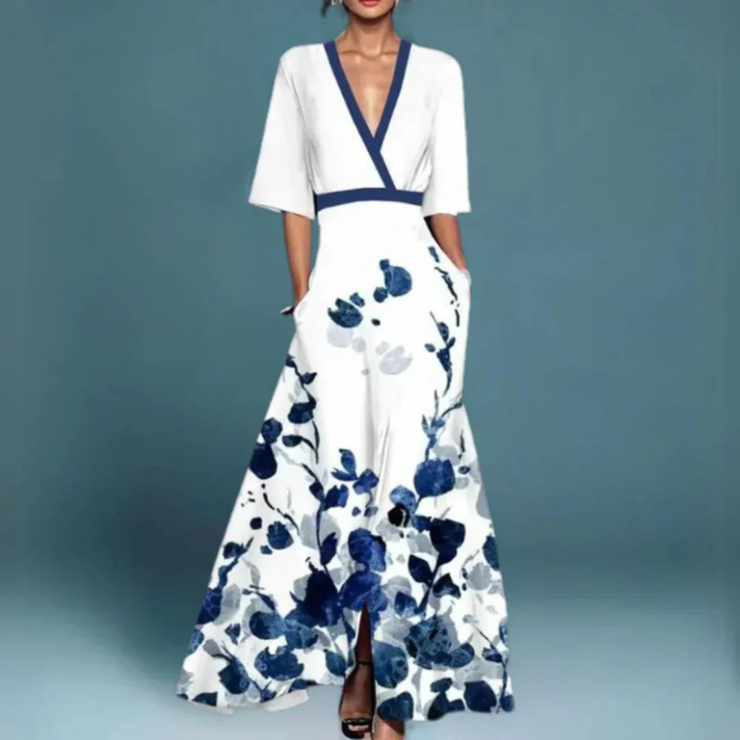 NOUVEAU RICHE Damen Abendkleid Mit Blumenmuster Floralen Print Fließenden Schnitt