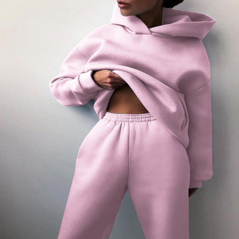 NOUVEAU RICHE XXL Kuschel Jogging Set Mit Pullover Und Hose Innenfutter Rosa