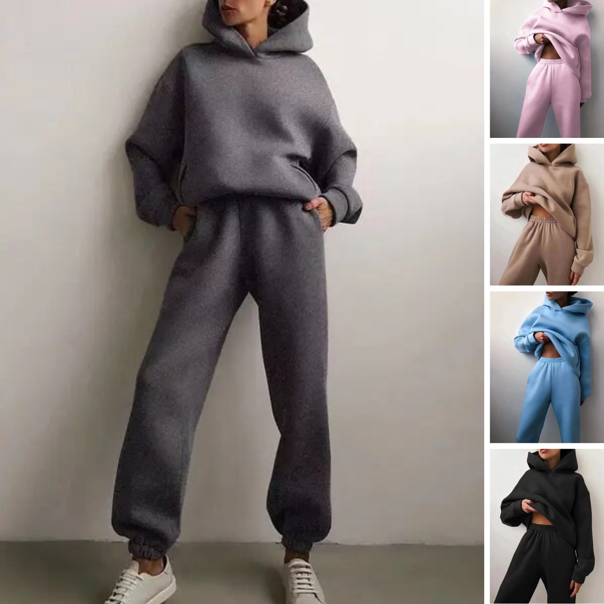 NOUVEAU RICHE Kapuzenpulli und Jogginghose Set Damen Weiches Material Warm