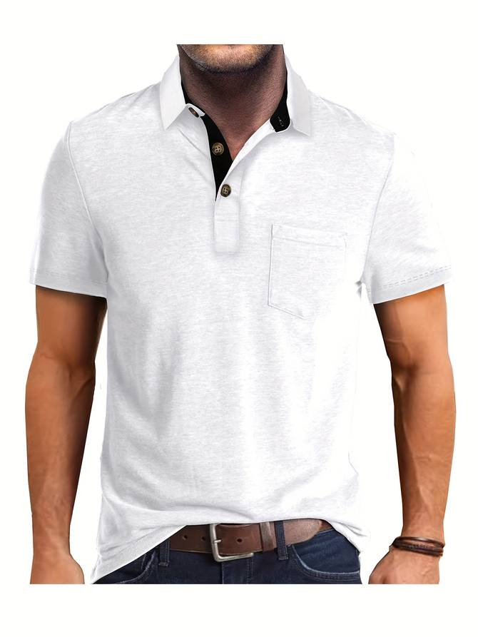 NOUVEAU RICHE Slim Fit Polohemd Für Herren Aus Baumwollmischung Kurzarm Weiß