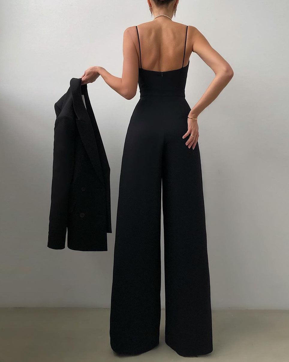 NOUVEAU RICHE Eleganter Damen Jumpsuit mit Spaghettiträgern und Hoher Taille für Stilvolle Anlässe und Komfort