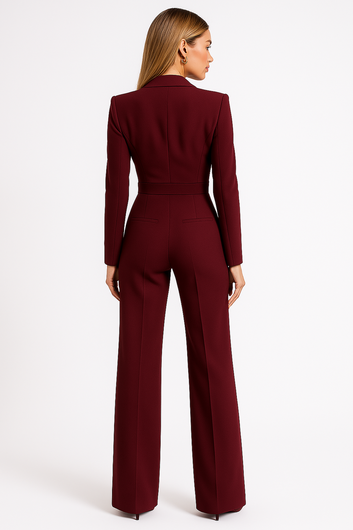 NOUVEAU RICHE Eleganter Jumpsuit mit V-Ausschnitt und weitem Bein für Damen