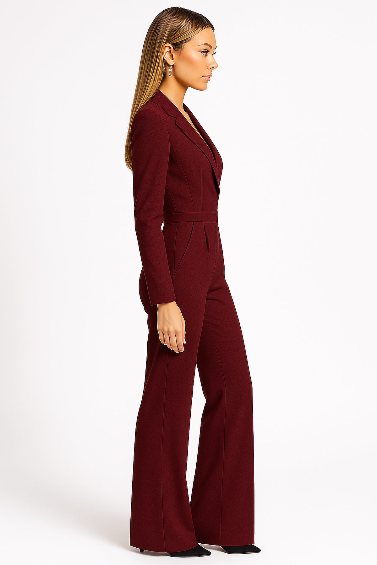 NOUVEAU RICHE Eleganter Jumpsuit mit V-Ausschnitt und weitem Bein für Damen