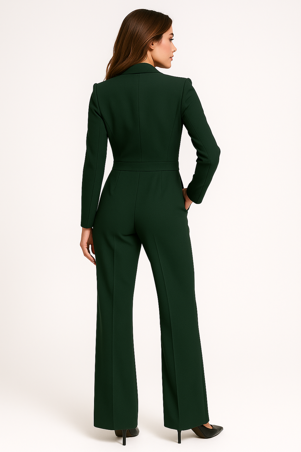 NOUVEAU RICHE Eleganter Jumpsuit mit V-Ausschnitt und weitem Bein für Damen