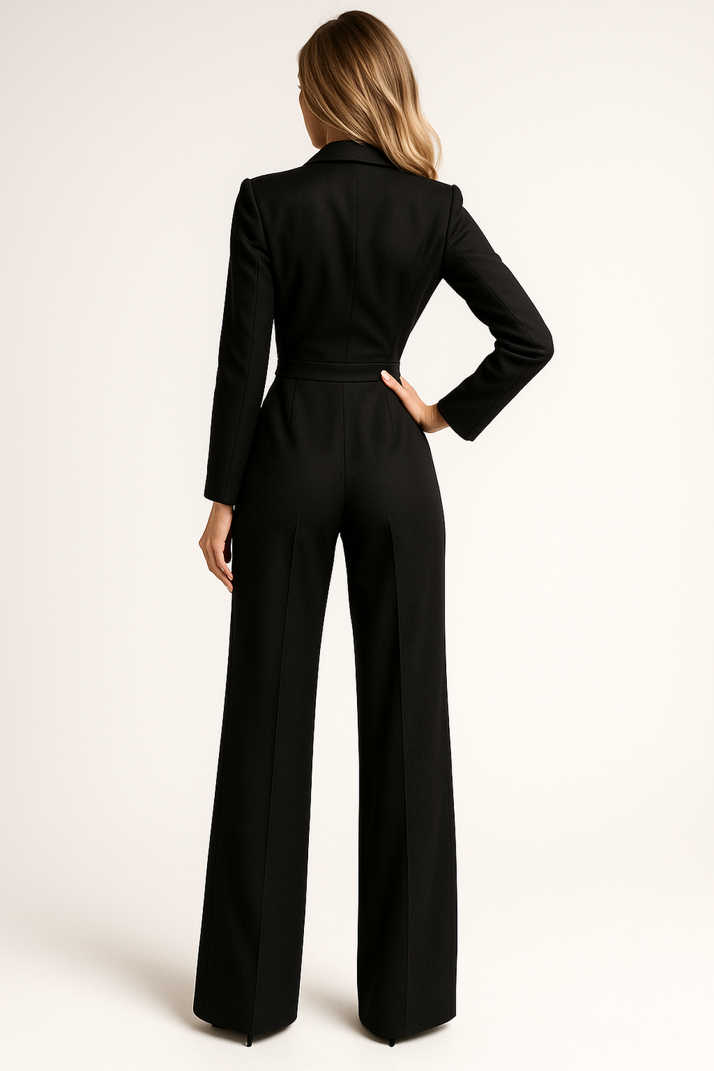 NOUVEAU RICHE Eleganter Jumpsuit mit V-Ausschnitt und weitem Bein für Damen