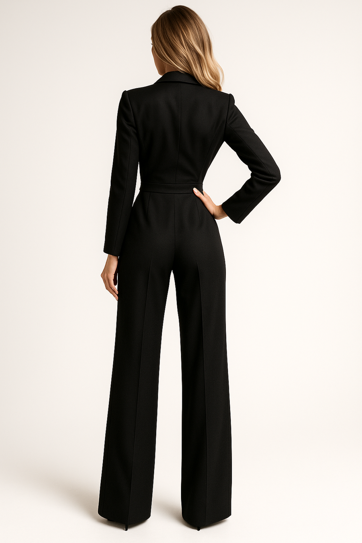 NOUVEAU RICHE Eleganter Jumpsuit mit V-Ausschnitt und weitem Bein für Damen
