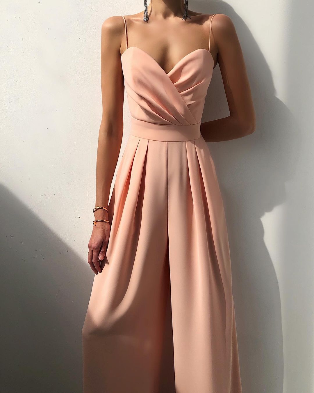 NOUVEAU RICHE Eleganter Jumpsuit Hohe Taille Gerades Bein Spaghettiträger Hell-Pink