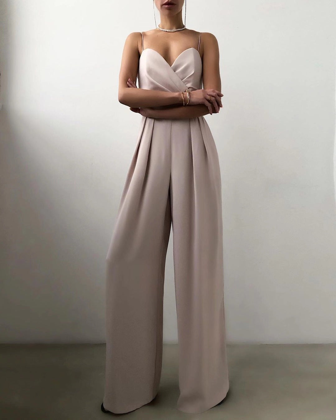 NOUVEAU RICHE Eleganter Jumpsuit Hohe Taille Gerades Bein Spaghettiträger