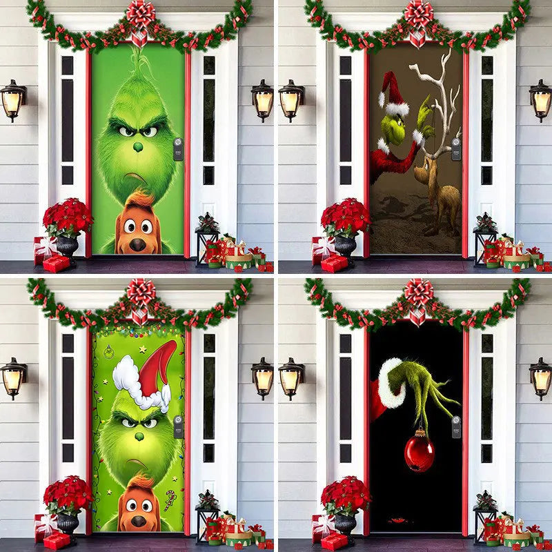 NOUVEAU RICHE Weihnachtliche Türdekoration – Weihnachtsdeko Türbanner für die Haustür, wiederverwendbarer Stoff, 91×203 cm, 7 Designs – MerryDoor