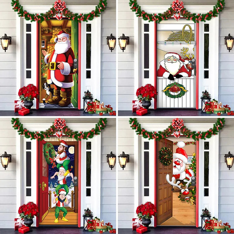 NOUVEAU RICHE Weihnachtliche Türdekoration – Weihnachtsdeko Türbanner für die Haustür, wiederverwendbarer Stoff, 91×203 cm, 7 Designs – MerryDoor