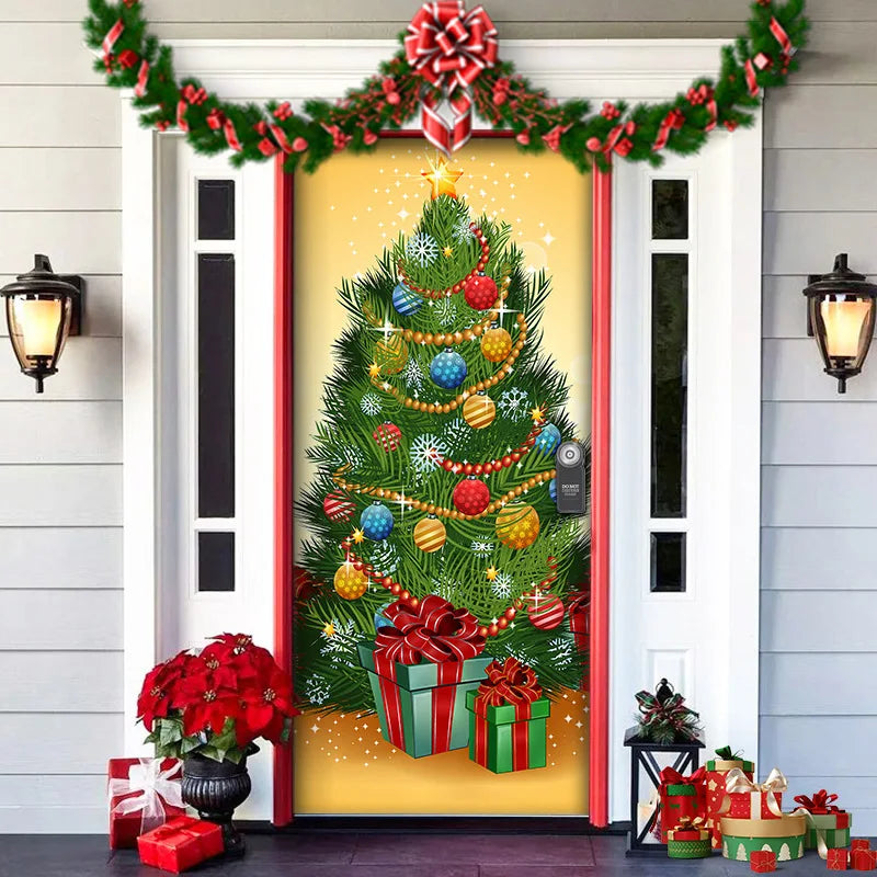NOUVEAU RICHE Weihnachtliche Türdekoration – Weihnachtsdeko Türbanner für die Haustür, wiederverwendbarer Stoff, 91×203 cm, 7 Designs – MerryDoor