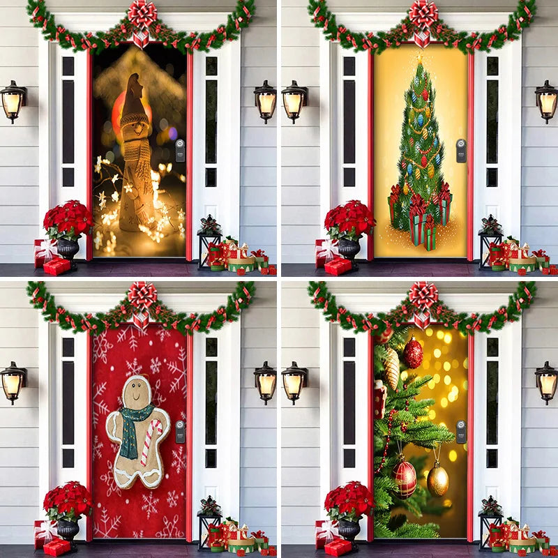 NOUVEAU RICHE Weihnachtliche Türdekoration – Weihnachtsdeko Türbanner für die Haustür, wiederverwendbarer Stoff, 91×203 cm, 7 Designs – MerryDoor