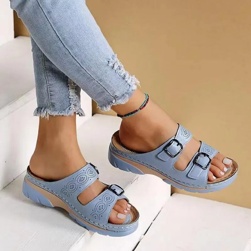 NOUVEAU RICHE Sephira | Damen-Sandalen – Ultimativer Komfort & weiche Druckentlastung Hellblau