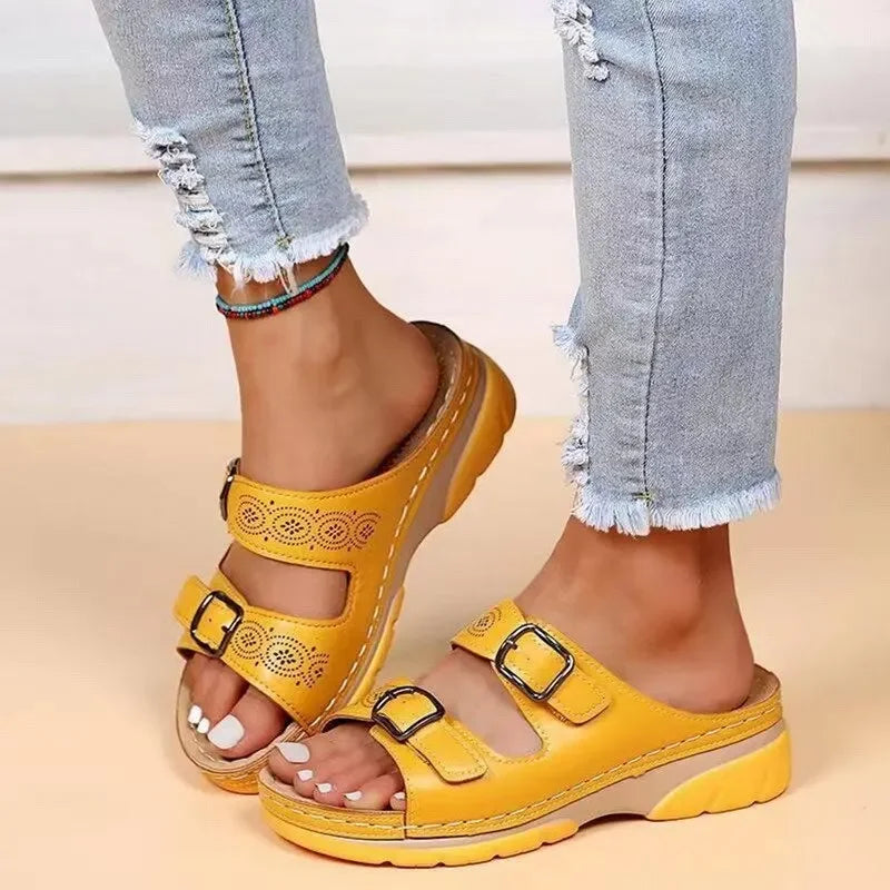 NOUVEAU RICHE Sephira | Damen-Sandalen – Ultimativer Komfort & weiche Druckentlastung Gelb