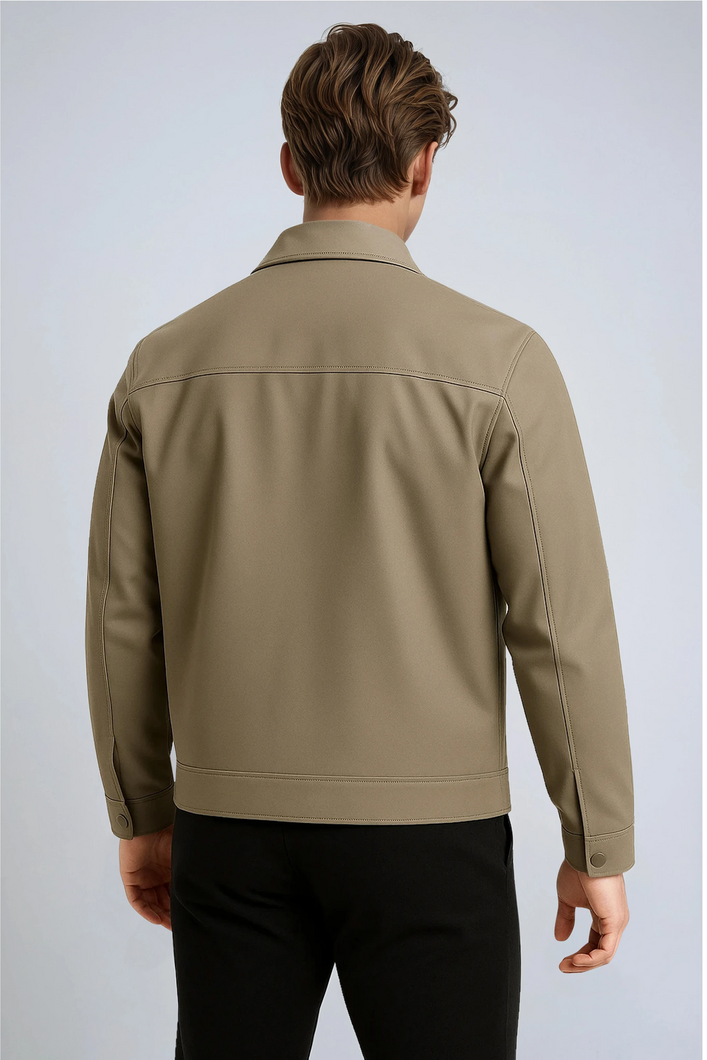 NOUVEAU RICHE Khakifarbene Freizeitjacke Mit Klassischem Kragen Und Weichem Karierter Innenfutter Für Herren Und Damen Ideale Jacke Für Wechselhaftes Wetter