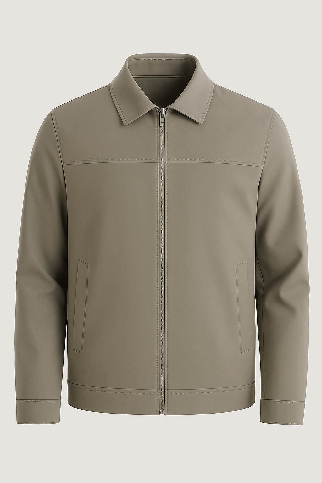 NOUVEAU RICHE Khakifarbene Freizeitjacke Mit Klassischem Kragen Und Weichem Karierter Innenfutter Für Herren Und Damen Ideale Jacke Für Wechselhaftes Wetter