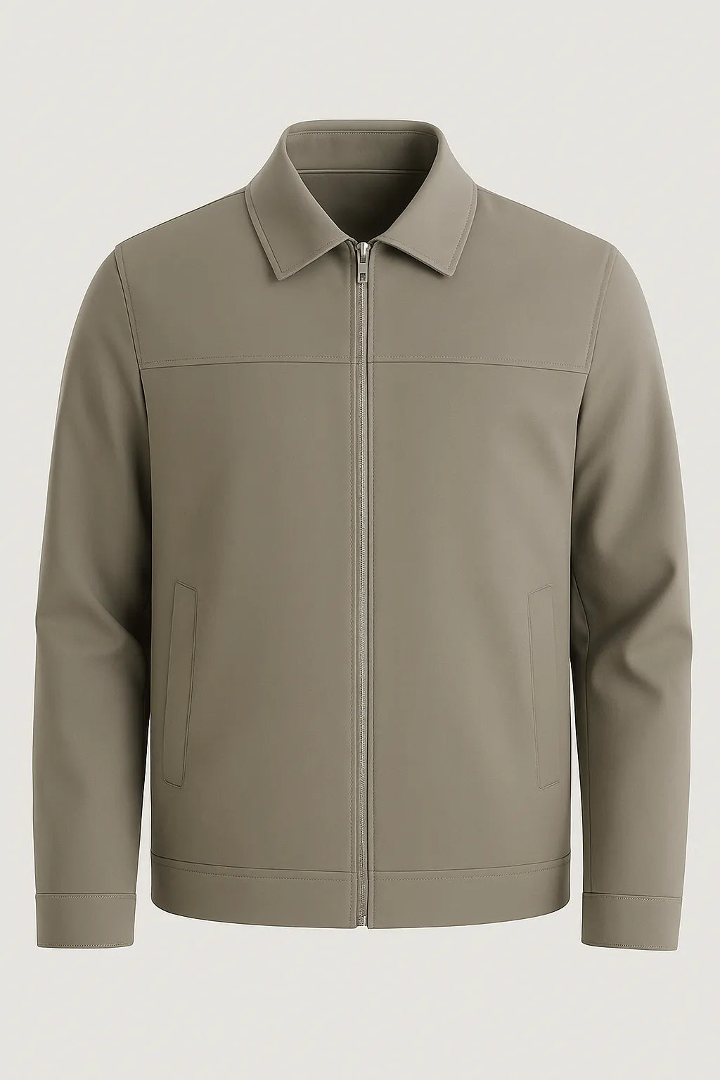 NOUVEAU RICHE Khakifarbene Freizeitjacke Mit Klassischem Kragen Und Weichem Karierter Innenfutter Für Herren Und Damen Ideale Jacke Für Wechselhaftes Wetter