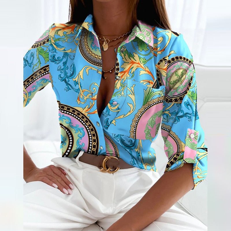NOUVEAU RICHE Isana | Damen Bluse – Klassischer Kragen, Atmungsaktives Material & Edle Passform Cyanotypie