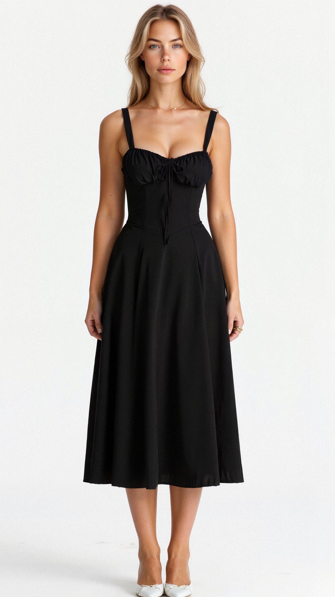 NOUVEAU RICHE Vyssion | Damen Midikleid – Formgebendes Korsett-Design, Elegante Silhouette & Sinnliche Ausstrahlung Schwarz
