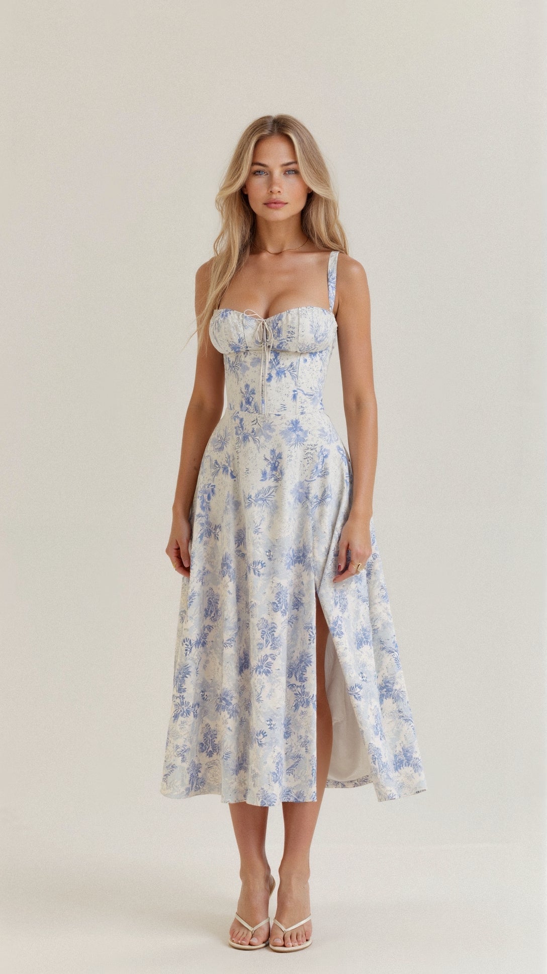 NOUVEAU RICHE Vyssion | Damen Midikleid – Formgebendes Korsett-Design, Elegante Silhouette & Sinnliche Ausstrahlung Blau