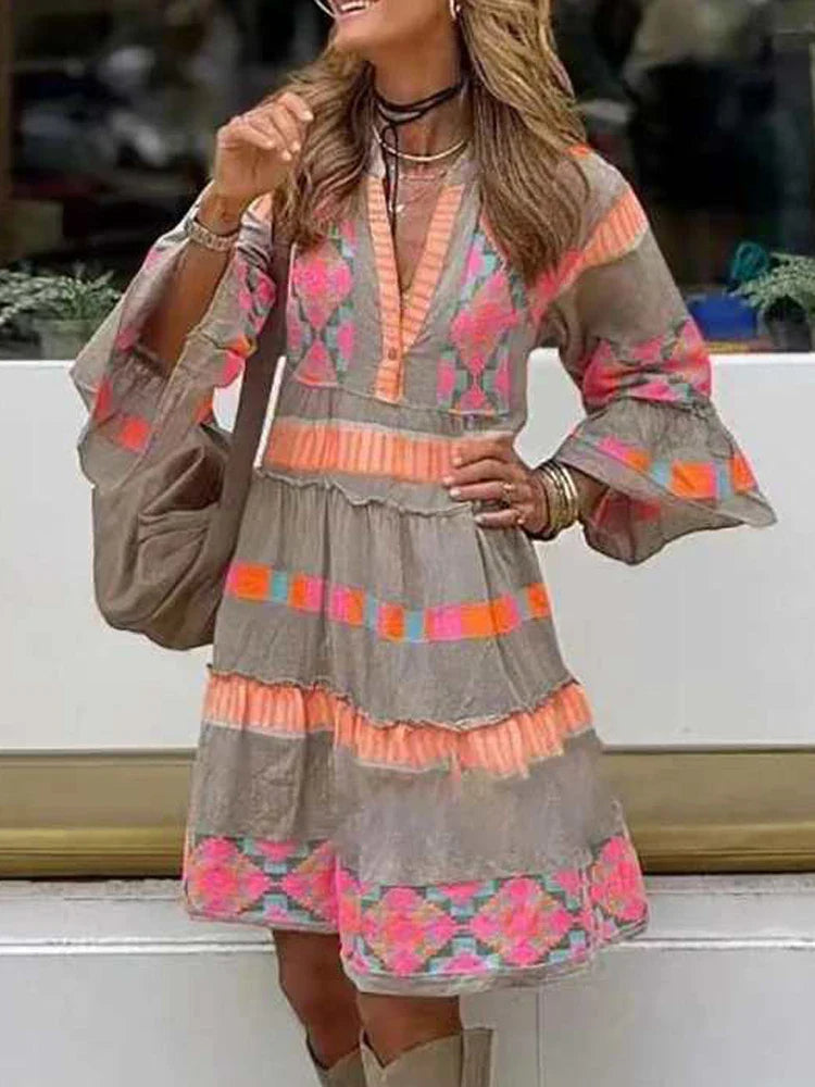 NOUVEAU RICHE Boho Sommerkleid Bequem Fließende Silhouette Lockerer Schnitt