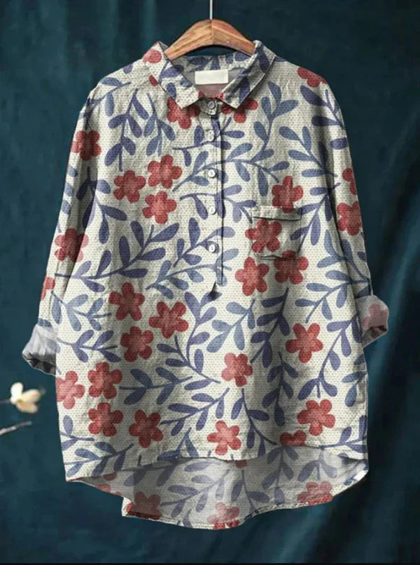 NOUVEAU RICHE Klassische Blumenbluse Mit Elegantem Schnitt Und Muster Druck 4