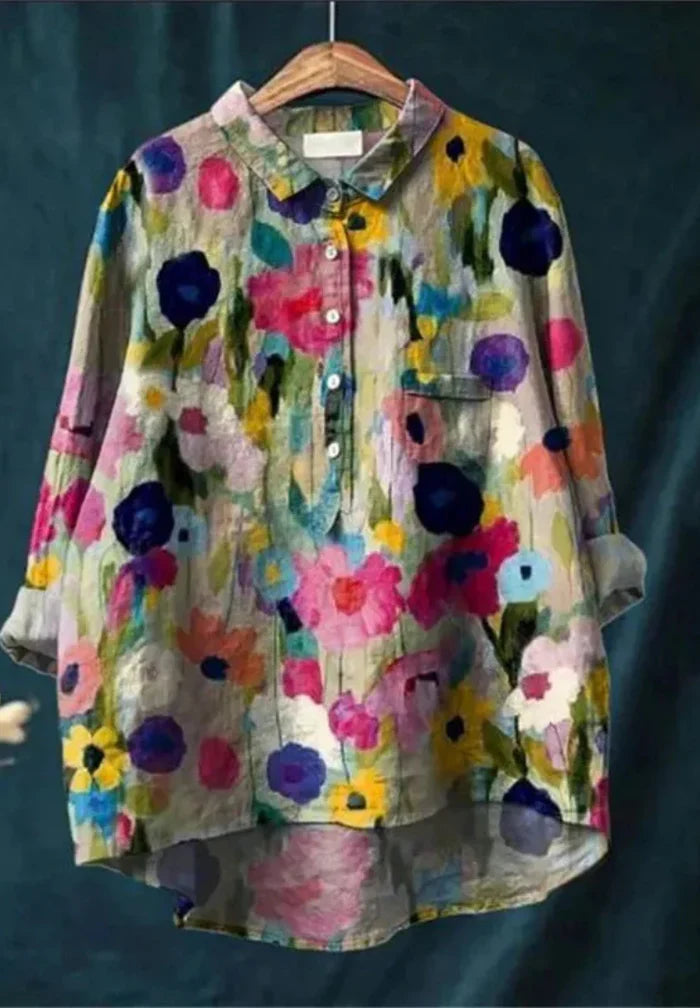 NOUVEAU RICHE Klassische Blumenbluse Mit Elegantem Schnitt Und Muster Druck 6