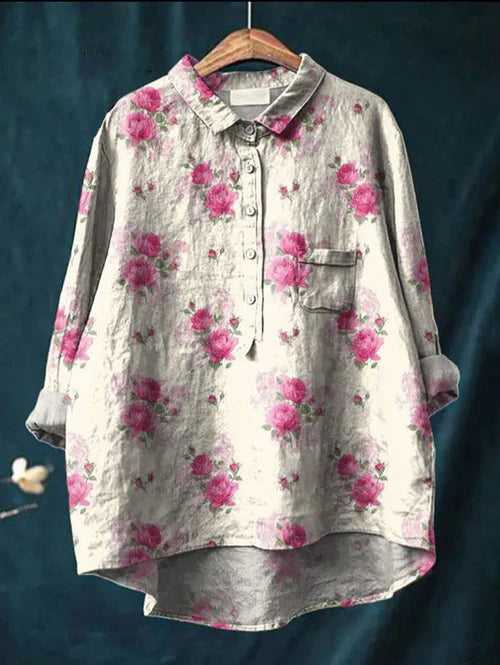 NOUVEAU RICHE Klassische Blumenbluse Mit Elegantem Schnitt Und Muster Druck 7