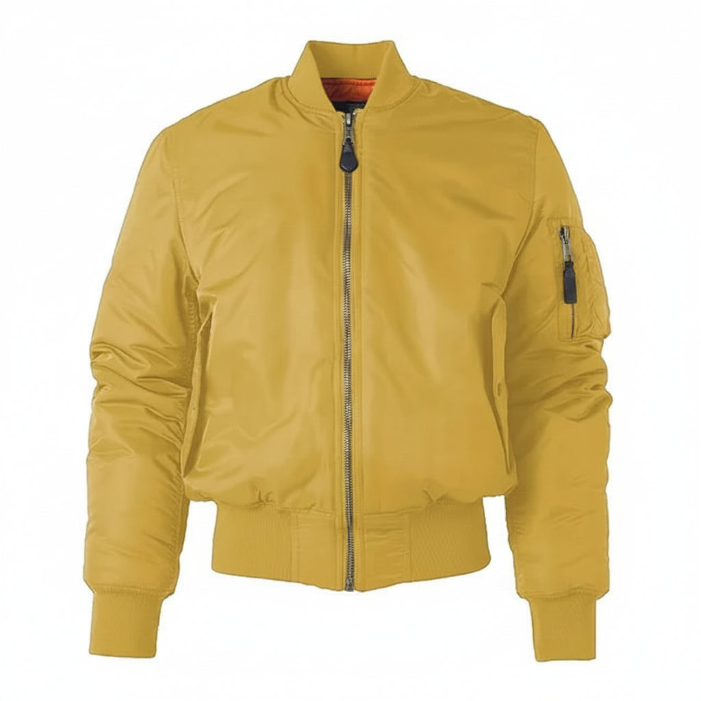 NOUVEAU RICHE Klassische Bomberjacke MA1 Winddicht Wasserabweisend Nylon Gelb