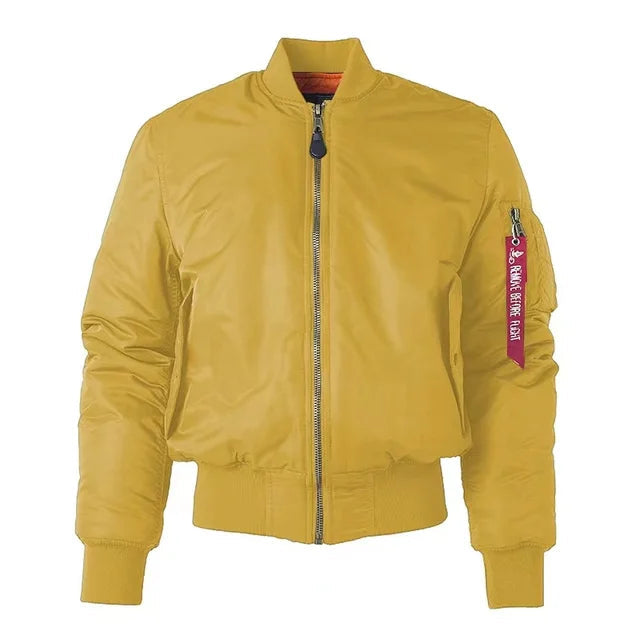NOUVEAU RICHE Klassische Bomberjacke MA1 Winddicht Wasserabweisend Nylon Gelb