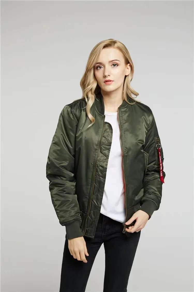 NOUVEAU RICHE Klassische Bomberjacke MA1 Winddicht Wasserabweisend Nylon