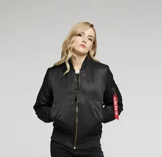 NOUVEAU RICHE Klassische Bomberjacke MA1 Winddicht Wasserabweisend Nylon