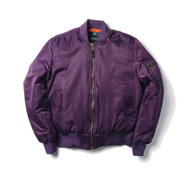 NOUVEAU RICHE Klassische Bomberjacke MA1 Winddicht Wasserabweisend Nylon Lila
