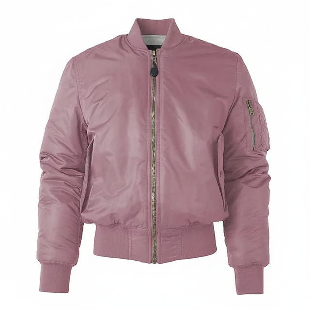 NOUVEAU RICHE Klassische Bomberjacke MA1 Winddicht Wasserabweisend Nylon Rosa