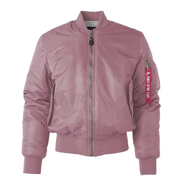 NOUVEAU RICHE Klassische Bomberjacke MA1 Winddicht Wasserabweisend Nylon Rosa