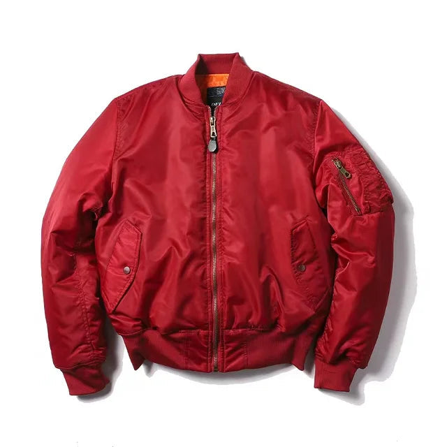 NOUVEAU RICHE Klassische Bomberjacke MA1 Winddicht Wasserabweisend Nylon Rot (6 noch auf Lager)