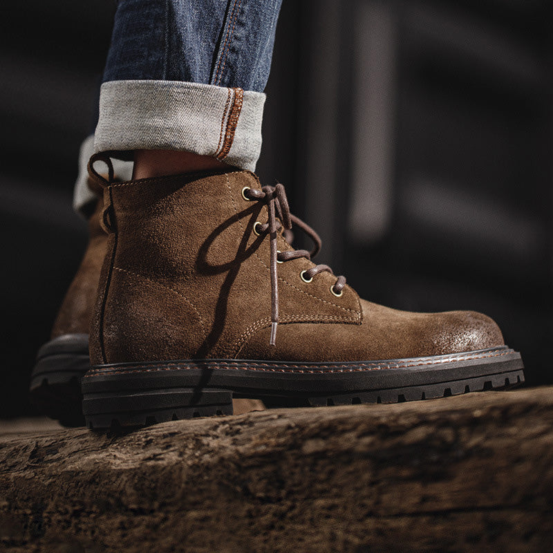 NOUVEAU RICHE Klassische Arbeitsstiefel Aus Rindswildleder Mit Ölwachs Für Herren Wetterfest Und Langlebig