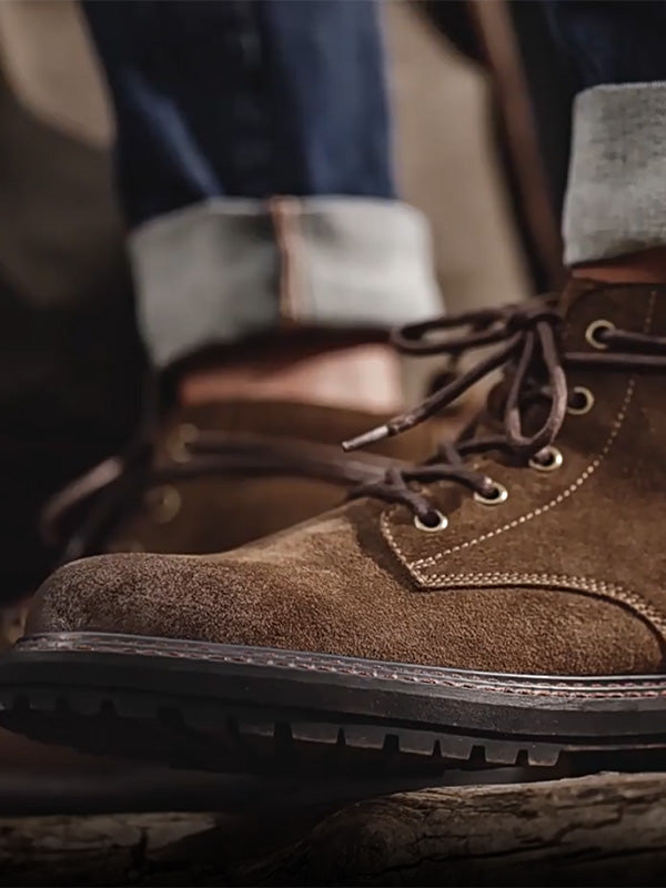 NOUVEAU RICHE Klassische Arbeitsstiefel Aus Rindswildleder Mit Ölwachs Für Herren Wetterfest Und Langlebig