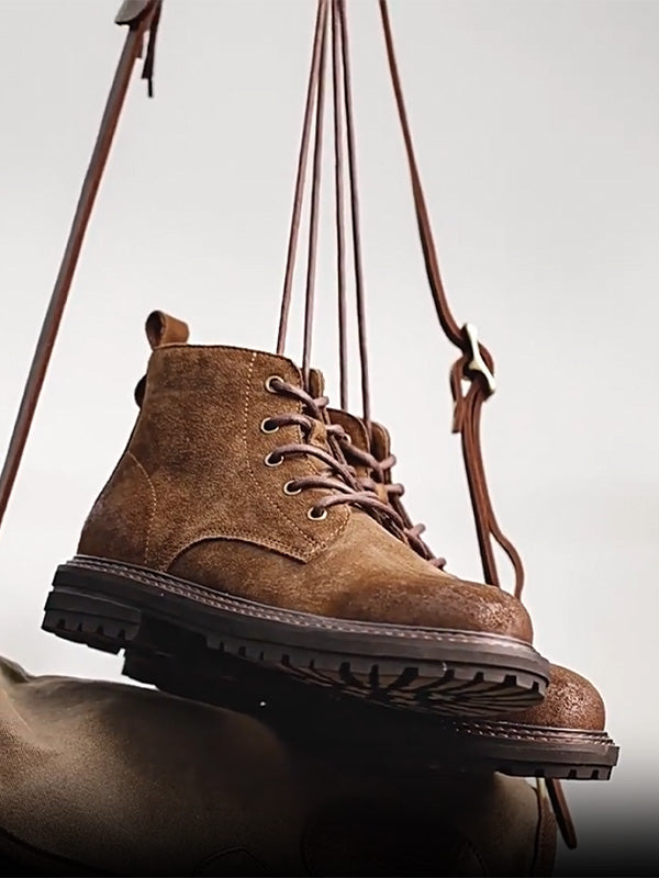 NOUVEAU RICHE Klassische Arbeitsstiefel Aus Rindswildleder Mit Ölwachs Für Herren Wetterfest Und Langlebig