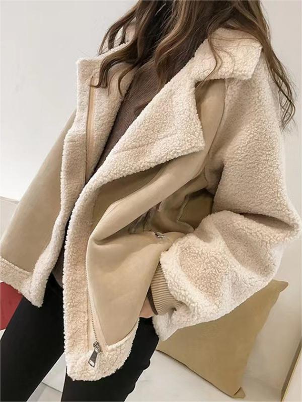 NOUVEAU RICHE Oversize Wildlederjacke Aus Veganem Pelz Reverskragen