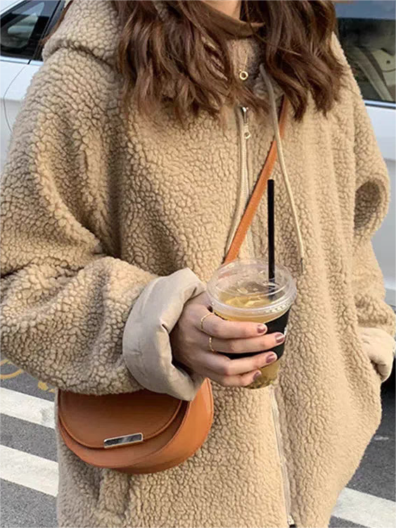 NOUVEAU RICHE Klassische Einfarbige Wendejacke Mit Kapuze Reißverschluss