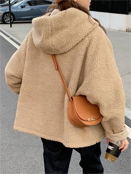 NOUVEAU RICHE Klassische Einfarbige Wendejacke Mit Kapuze Reißverschluss