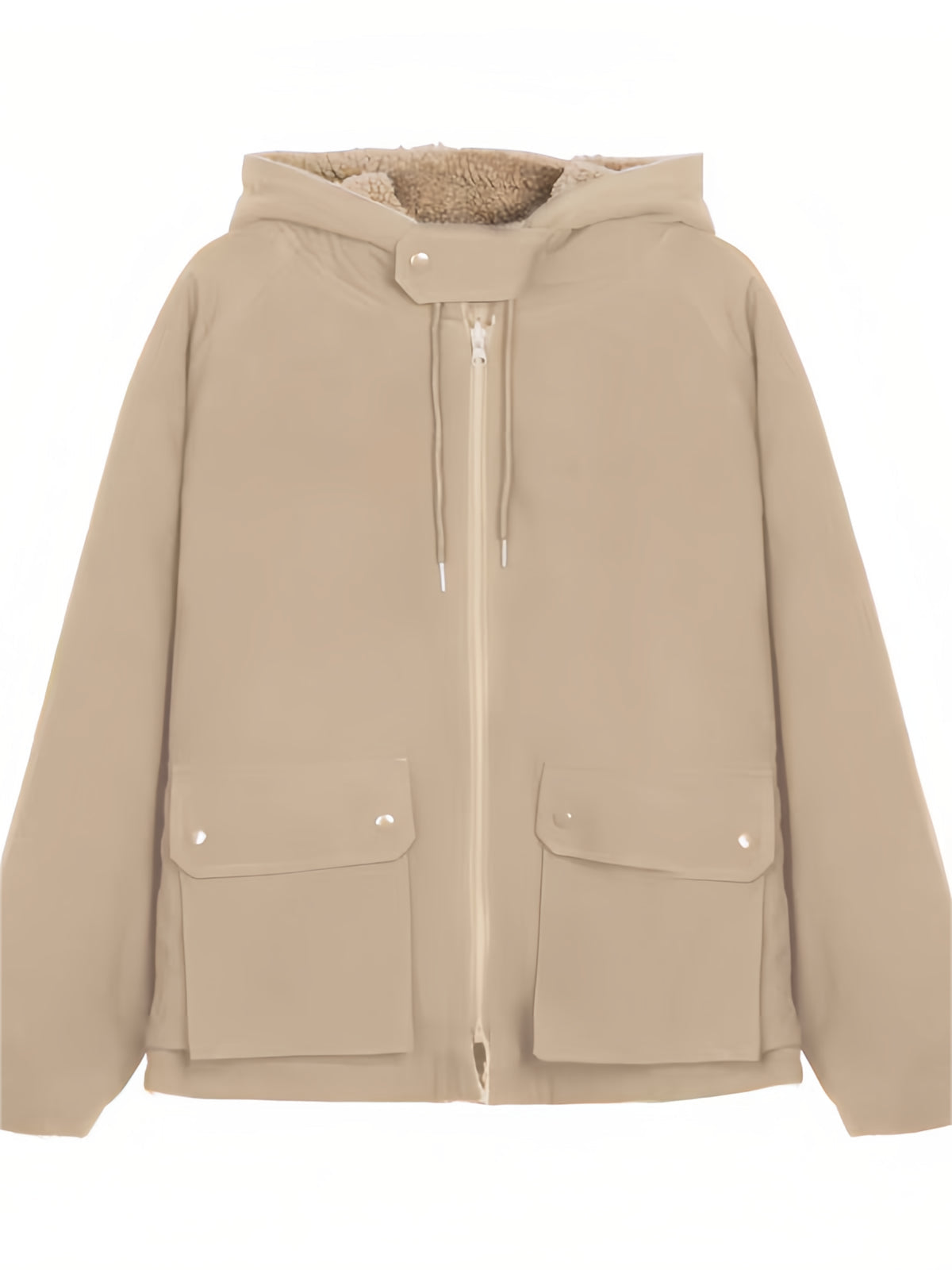NOUVEAU RICHE Klassische Einfarbige Wendejacke Mit Kapuze Reißverschluss
