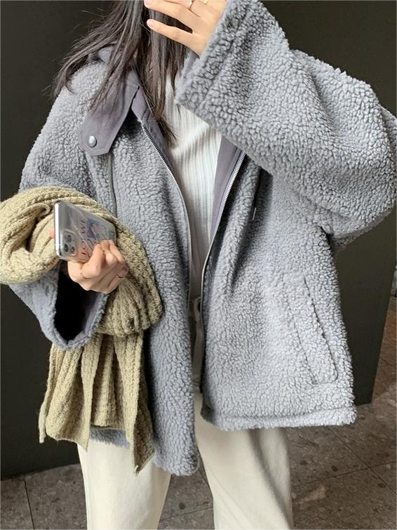 NOUVEAU RICHE Klassische Einfarbige Wendejacke Mit Kapuze Reißverschluss