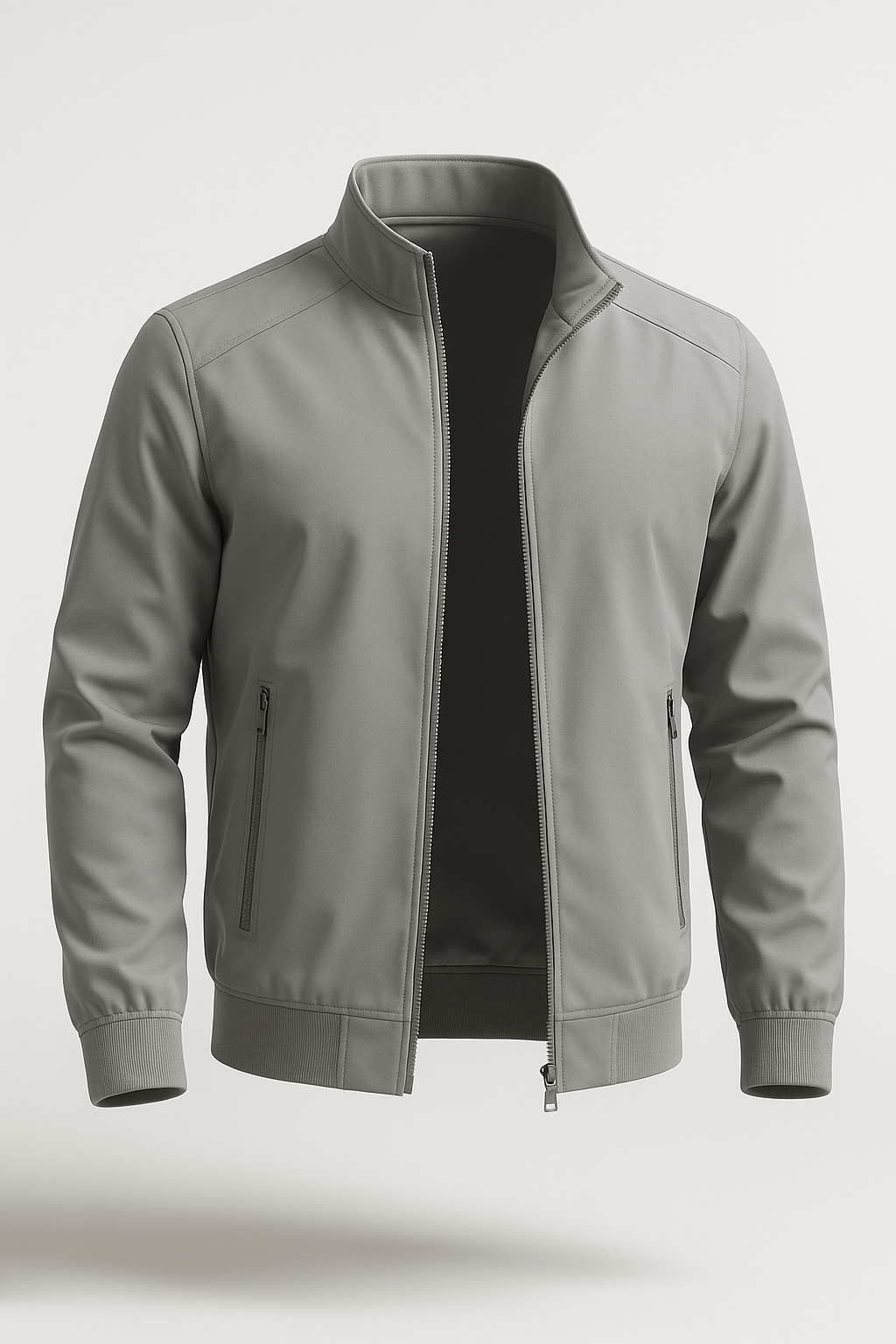NOUVEAU RICHE Klassische Graue Bomberjacke Für Herren Leichte Freizeitjacke Mit Reißverschluss Und Taschen Ideal Für Übergangswetter
