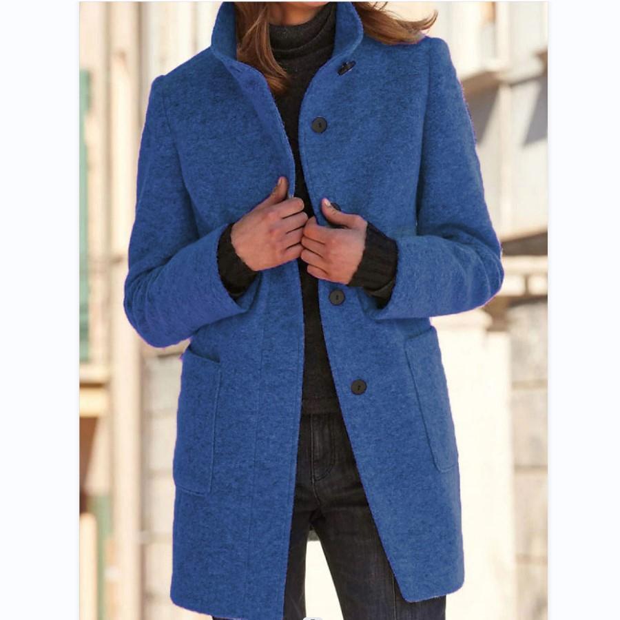 NOUVEAU RICHE Wollmantel Für Damen Mit Zeitlosem Stil Und Wärme Klassisch Dunkelblau