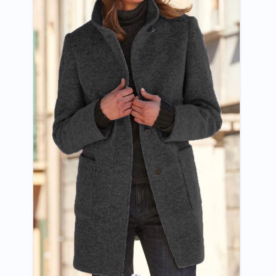NOUVEAU RICHE Wollmantel Für Damen Mit Zeitlosem Stil Und Wärme Klassisch Schwarz