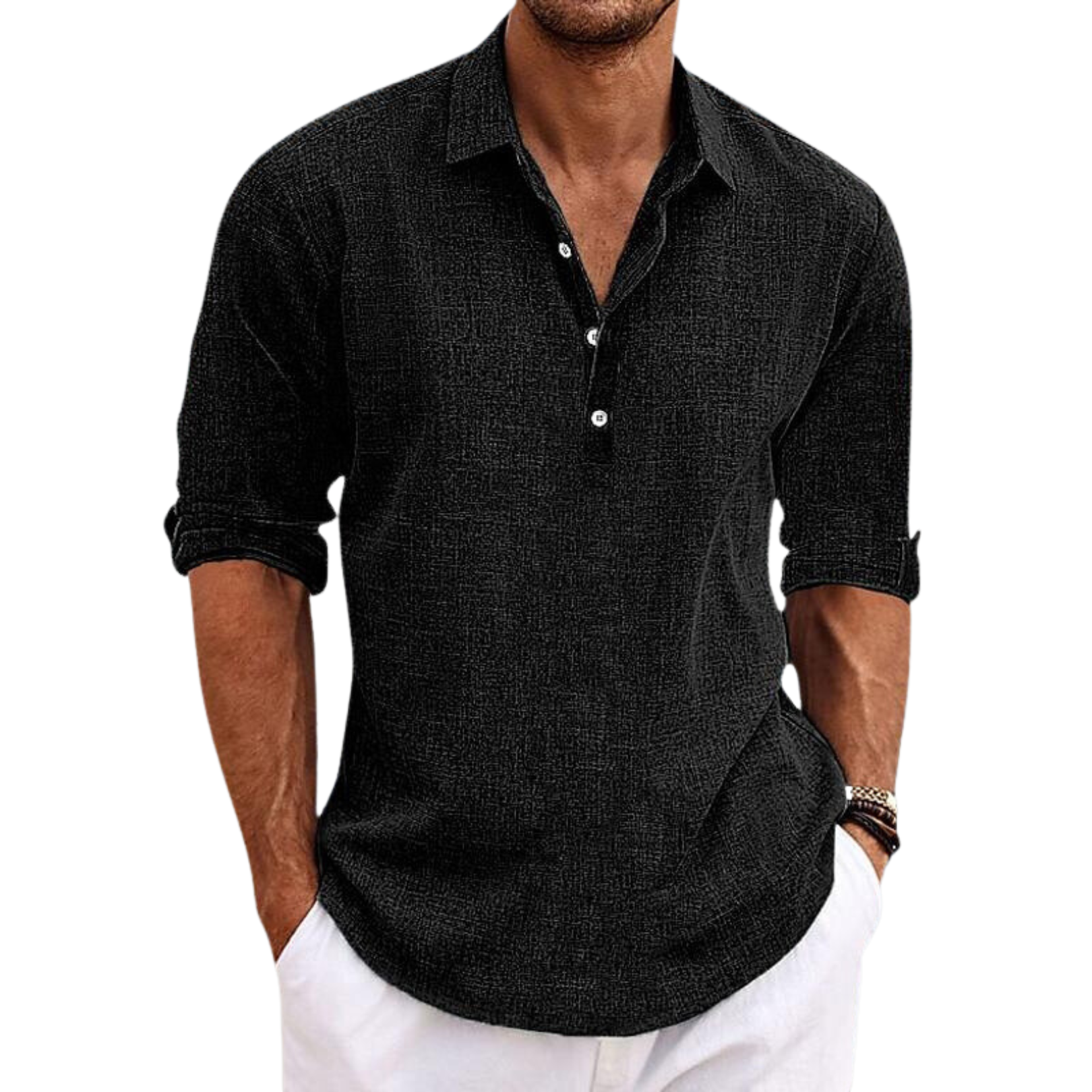 NOUVEAU RICHE Klassisches Hemd Für Herren Polyester Mix Atmungsaktiv Schwarz
