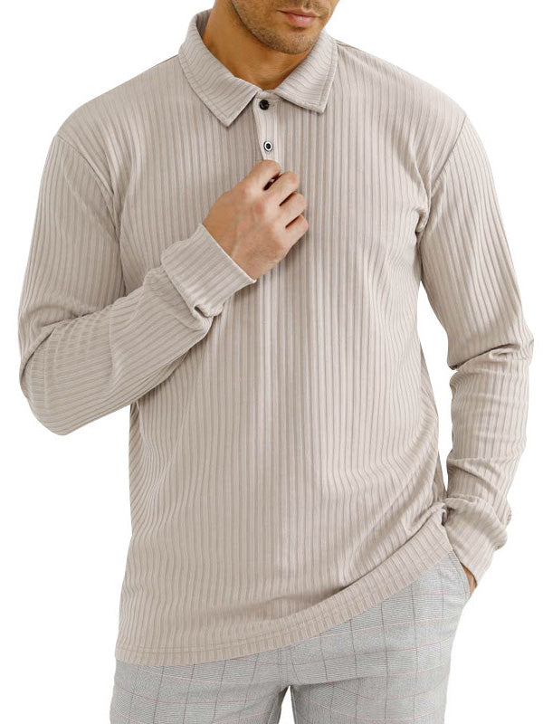 NOUVEAU RICHE Klassisches, lässiges Langarm-Poloshirt für Herren Beige