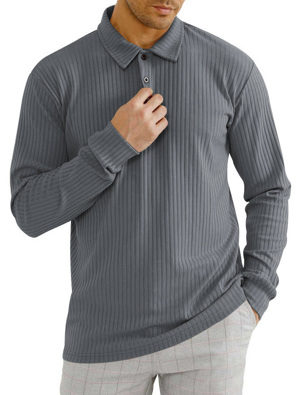 NOUVEAU RICHE Klassisches, lässiges Langarm-Poloshirt für Herren Grau